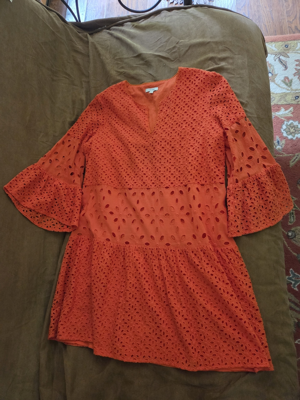 Tyler Boe Orange Eyelet Shift Dress